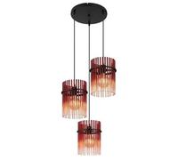 Luminosa Lighting Luminosa Gorley Cluster Pendant Ceiling Light Matt Black Blackberry Glass Shade 3X E27