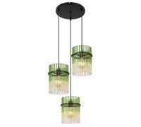 Netlighting Gorley Cluster Pendant Matt Black Green Glass Shade 3x E27 Netlighting Black