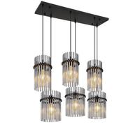 Luminosa Lighting Luminosa Gorley Cluster Pendant Ceiling Light Matt Black Smoke Glass Shade 6X E27