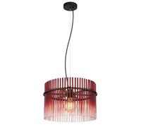 Luminosa Lighting Luminosa Gorley Pendant Ceiling Light Matt Black Blackberry Glass Shade 1X E27