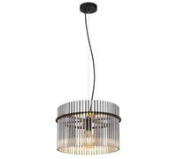 Globo Lighting Gorley Pendant Ceiling -Light Matt -Black Smoke Glass Shade 1x E2