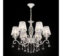 Luminosa Lighting Luminosa Grace Chandelier White With Gold & Crystal, With Shades, 6 Light, E14
