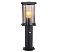 Luminosa Lighting Luminosa Gracey Outdoor Pedestal Light Matt Black Ip54 Smoke Glass Shade 1X E27 Dawn Dusk Sensor
