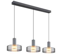 Netlighting Grant Bar Pendant Grey Matt Smoke Glass Shade 3x LED 3000K Netlighting Grey