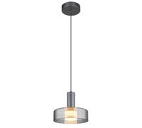 Luminosa Lighting Luminosa Grant Pendant Ceiling Light Grey Matt Smoke Glass Shade Led 3000K