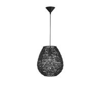 Luminosa Lighting Luminosa Griffin 30.5Cm Dome Pendant Ceiling Light Black Paper Black Fabric Wire, Base Led E27