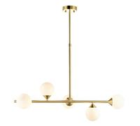 Merano Grosseto White Gloss Glass Satin Brass Bar Pendant Ceiling Light - Size: 90 x 30 x 117cm - Brown - Wilko