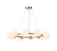 Merano Grosseto White Gloss Glass Satin Brass 10 light Plate Ceiling Light - Size: 91.7 x 91.7 x 162cm - Brown - Wilko