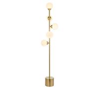 Luminosa Lighting Luminosa Grosseto Multi Arm Floor Lamp Satin Brass Plate, Gloss White Glass