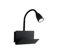 Luminosa Lighting Luminosa Gulp Flexible Arm Reading Usb Wall Lamp Shelf, Black, Gu10