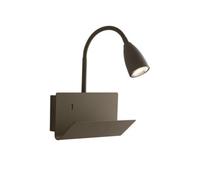 Luminosa Lighting Luminosa Gulp Flexible Arm Reading Usb Wall Lamp Shelf, Brown, Gu10