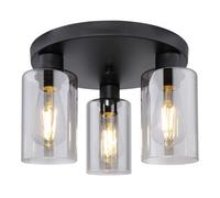 Luminosa Lighting Luminosa Hadera Shade Cluster Ceiling Light Matt Black Smoke Glass Shade 3X E27