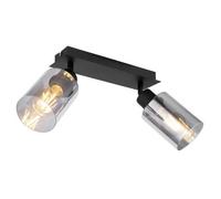 Luminosa Lighting Luminosa Hadera Twin Ceiling Spotlight Matt Black Smoke Glass Shade 2X E27