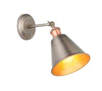 Luminosa Lighting Luminosa Hal Metal Wall Lamp Aged Pewter, Aged Copper Plate