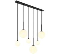 Luminosa Lighting Luminosa Hallie Cluster Pendant Ceiling Light Matt Black Opal Glass Shade 6X E27
