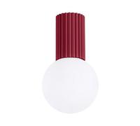 SOLLUX lighting Ceiling Light - Ceiling Lamp LED - Kitchen Bathroom Bedroom Living Room Hall - Aluminium and Glass - 1-Light - LED Bulb - Burgundy Halo