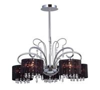 Luminosa Lighting Luminosa Hanging Pendant Fixed Black 5 Light With Crystal Shade, E14