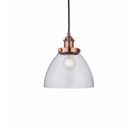 Luminosa Lighting Luminosa Hansen 1 Light Pendant Glass, Aged Copper Plate, E27