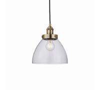 Luminosa Lighting Luminosa Hansen 1 Light Pendant Glass, Antique Brass Plate, E27