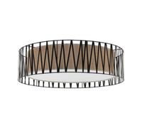TK Lighting Harmony ceiling light, black, Jute Natur, Ø 72 cm