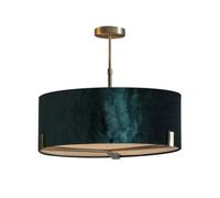 Luminosa Lighting Luminosa Hayfield Multi Arm Pendant Light Matt Antique Brass Plate, Green Velvet