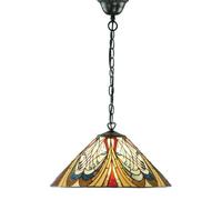 Luminosa Lighting Luminosa Hector 1 Light Medium Ceiling Pendant Dark Bronze, Tiffany Glass, E27