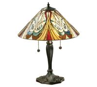 Luminosa Lighting Luminosa Hector 2 Light Medium Table Lamp Dark Bronze, Tiffany Glass, E27