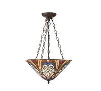 Luminosa Lighting Luminosa Hector 3 Light Medium Inverted Ceiling Pendant Bronze, Tiffany Glass, E27