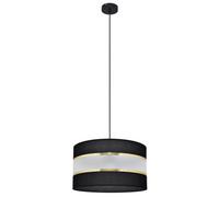 Luminosa Lighting Luminosa Helen Cylindrical Pendant Ceiling Light Black, Gold 35Cm