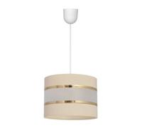 Luminosa Lighting Luminosa Helen Cylindrical Pendant Ceiling Light Ecru, Gold, White 20Cm