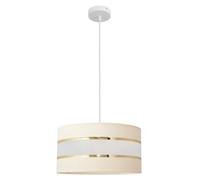 Luminosa Lighting Luminosa Helen Cylindrical Pendant Ceiling Light Ecru, Gold, White 40Cm