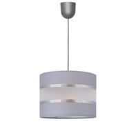 Luminosa Lighting Luminosa Helen Cylindrical Pendant Ceiling Light Grey, Silver 20Cm