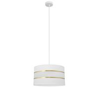 Luminosa Lighting Luminosa Helen Cylindrical Pendant Ceiling Light White, Gold 35Cm
