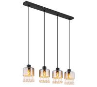 Luminosa Lighting Luminosa Hendry Bar Pendant Ceiling Light Matt Black Smoke Glass Shade 4X E27