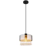 Luminosa Lighting Luminosa Hendry Pendant Ceiling Light Matt Black Smoke Glass Shade 1X E27