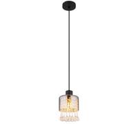 Luminosa Lighting Luminosa Hendry Slim Pendant Ceiling Light Matt Black Smoke Glass Shade 1X E27