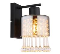 Luminosa Lighting Luminosa Hendry Wall Lamp Matt Black Smoke Glass Shade 1X E27