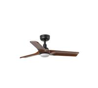 Luminosa Lighting Luminosa Heywood Small 3 Blade Ceiling Fan Matt Black, Walnut With Light 2700 - 4000 - 6000K Tuya Smart System
