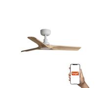 Luminosa Lighting Luminosa Heywood Small 3 Blade Ceiling Fan Matt White, Pine Tuya Smart System