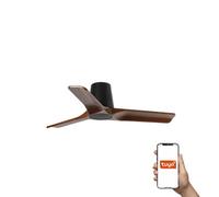 Luminosa Lighting Luminosa Heywood Tub Small 3 Blade Ceiling Fan Matt Black, Walnut Tuya Smart System