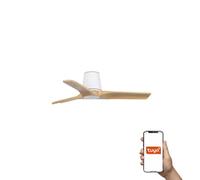 Luminosa Lighting Luminosa Heywood Tub Small 3 Blade Ceiling Fan Matt White, Pine Tuya Smart System