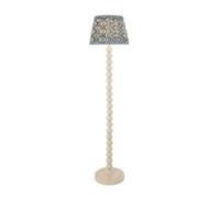 Luminosa Lighting Luminosa Higgledy Gloss Almond White Paint Floor Lamp With Marlin Blue Fabric Ripple Shade 35Cm E27