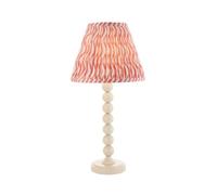 Luminosa Lighting Luminosa Higgledy Gloss Almond White Paint Table Lamp With Coral Pink Fabric Ripple Shade 25Cm E14