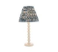 Luminosa Lighting Luminosa Higgledy Gloss Almond White Paint Table Lamp With Marlin Blue Fabric Ripple Shade 25Cm E14