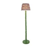 Luminosa Lighting Luminosa Higgledy Gloss Cotswold Green Paint Floor Lamp With Pearl Grey Fabric Ikat Shade 35Cm E27