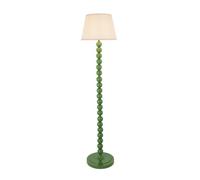 Luminosa Lighting Luminosa Higgledy Gloss Cotswold Green Paint Floor Lamp With Vintage White Fabric Ivy Shade 35Cm E27