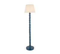 Luminosa Lighting Luminosa Higgledy Gloss Marlin Blue Paint Floor Lamp With Vintage White Fabric Ivy Shade 35Cm E27
