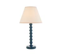 Luminosa Lighting Luminosa Higgledy Gloss Marlin Blue Paint Table Lamp With Vintage White Fabric Ivy Shade 25Cm E14