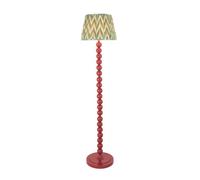 Luminosa Lighting Luminosa Higgledy Gloss Pink Clay Paint Floor Lamp With Cotswold Green Fabric Zigzag Shade 35Cm E27