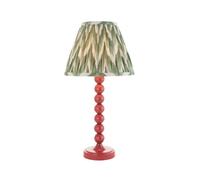 Luminosa Lighting Luminosa Higgledy Gloss Pink Clay Paint Table Lamp With Cotswold Green Fabric Zigzag Shade 25Cm E14
